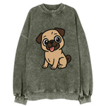 Pug - Tilted head with tongue out - Vintage Sweatshirt