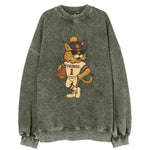 Minneapolis Lynx wearing Vikings beanie with Norse patch and wayfarer - Vintage Sweatshirt