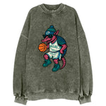 Dallas Armadillo wearing Mavericks beanie with cowboy hat patch and wayfarer - Vintage Sweatshirt
