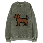 Labradoodle - Chocolate curly flat side profile - Vintage Sweatshirt