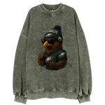 Philly Hawk wearing Eagles beanie with Rocky patch and wayfarer sunglasses - Vintage Sweatshirt