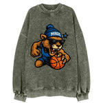 Florida Panther wearing Magic beanie with star wand patch and wayfarer - Vintage Sweatshirt