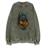 Boise Bronco wearing Boise State beanie with B patch - Vintage Sweatshirt