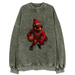 Windy City Hawk wearing Bulls beanie with six rings patch and wayfarer - Vintage Sweatshirt