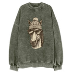 Kentucky Thoroughbred Horse wearing Louisville beanie with pom pom and - Vintage Sweatshirt