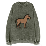 Horse - Brown standing pose flat side profile - Vintage Sweatshirt