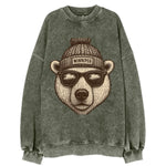 Winnipeg Polar Bear wearing Winnipeg beanie with pom pom and wayfarer - Vintage Sweatshirt