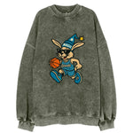 Orlando Rabbit wearing Magic blue and silver beanie with wizard hat and - Vintage Sweatshirt