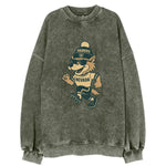 Nevada Wolf wearing Raiders beanie with outlaw patch and wayfarer sunglasses - Vintage Sweatshirt