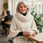 Elara ��� Faux Fur Trim Knit Poncho