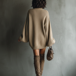 Women's Caramel Brown Vintage Style Knit Mini Dress