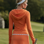 Vibrant Lace-trimmed Orange Hooded Sweatshirt And Shorts Set