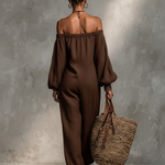 Women's Minimalist Linen Blend Strapless Long-sleeved Jumpsuit
