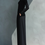 Women's Black Classic Knit Turtleneck Wide - Leg Jumpsuit