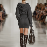 Women's Minimalist Sports Hooded Waist Mini Dress