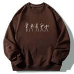 Dancing Skeleton Print Crew Neck Relaxed Sweatshirt