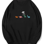 Cartoon Dinosaur Print Cotton Sweatshirt