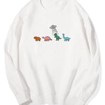 Cartoon Dinosaur Print Cotton Sweatshirt