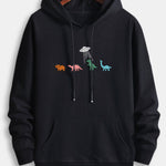 Cartoon Dinosaur Print Cotton Hoodie