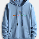 Cartoon Dinosaur Print Cotton Hoodie