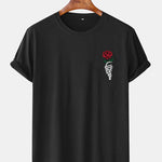 Rose Skull Hand Print Arc Hem T-Shirt