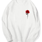 Red Rose Print Cotton Sweatshirt