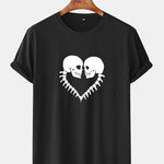 Skull Print Arc Hem T-Shirt