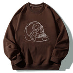 Skull Line Print Crew Neck Relaxed Sweatshirt