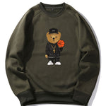 Basketball Bear Print Sweatshirt & Jogger Pants