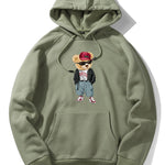Hip Hop Style Bear Print Hoodie