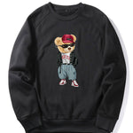 Hip Hop Style Bear Print Raglan Sleeve Sweatshirt