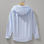 Hooded Cotton Shirt with Zipper Closure