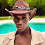 Bull Adorned Bohemian Felt Cowboy Hat