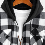 Flannel Fleece Lined Zip Up Hooded Shirt