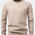 Checkerboard Textured Crew Neck Sweater