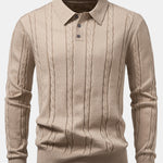 Long Sleeve Twist Knit Polo Shirt