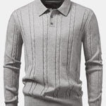 Long Sleeve Twist Knit Polo Shirt