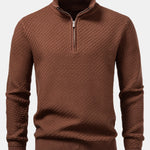 Wave Jacquard Quarter Zip Sweater
