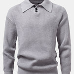 Long Sleeve Textured Knit Polo Shirt