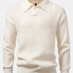 Long Sleeve Textured Knit Polo Shirt