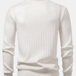 Long Sleeve Ribbed Knit Johnny Collar Polo Shirt