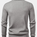Long Sleeve Ribbed Knit Johnny Collar Polo Shirt