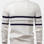 Stripe Zip Knit Ribbed Polo Shirt