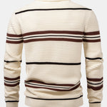Striped Textured Zip Knit Polo Shirt