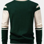 Long Sleeve Color Block Knit Polo Shirt