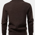 Long Sleeve Wave Jacquard Knit V Neck Polo Shirt