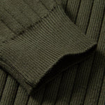 Long Sleeve Ribbed Knit Johnny Collar Polo Shirt