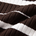 Stripe Zip Knit Ribbed Polo Shirt