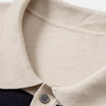 Long Sleeve Stripe Knit Polo Shirt