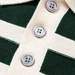 Long Sleeve Color Block Knit Polo Shirt